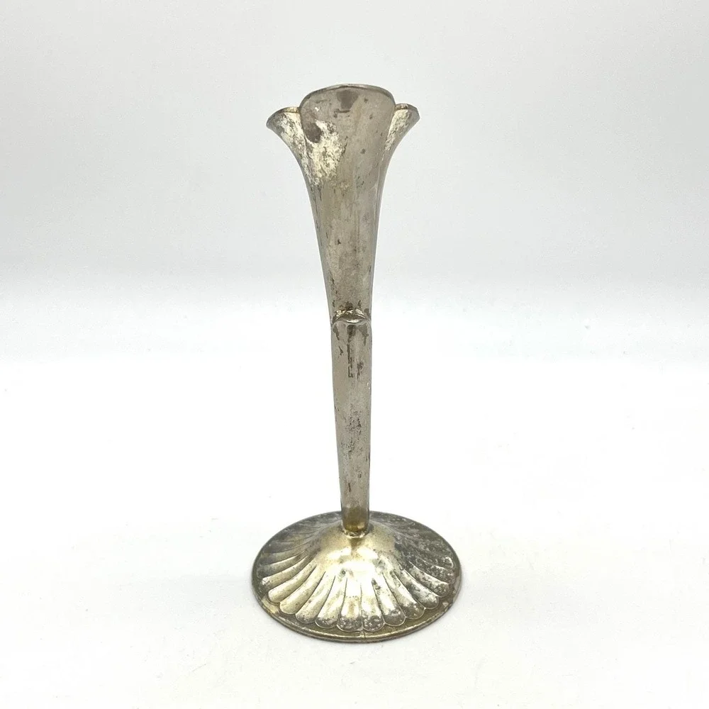 Vintage Raimond Silver Plate Calla Lily Bud Vase 7 Inch Japan Fluted Base